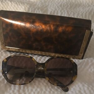 Tory Burch Tortoise Shell Sunglasses and Wallet Set